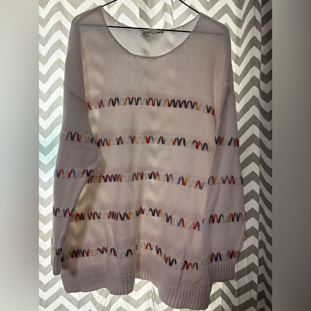 CJ Banks Cream Knit Crewneck Sweater